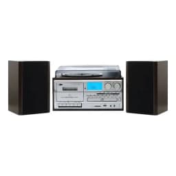 Tornamesa Bluetooth Con Cd Y Cassette Mas Parlante Externo Color Gris