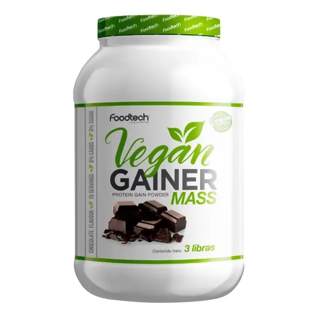 Proteina Vegana Foodtech Gainer Mass Chocolate 1.36kg Sin Gluten