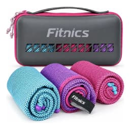 Toalla de Viaje Microfibra Set De 3 Fitnics 100x30 Ejercicio +estuche Color Rosa/tuerquesa/violeta