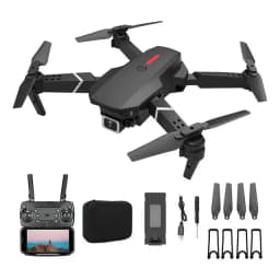 Drone Con Camara Dual Hd E88 Wifi 3 Baterias Y Protectores Color Negro