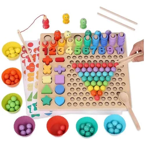 Juguete Educativo De Madera Ninos Tablero Matematicas Pesca 