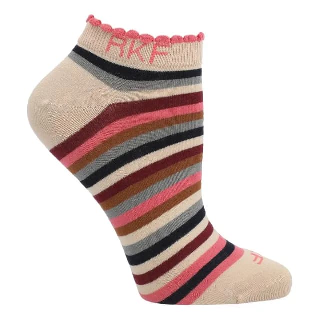 Calcetin Bambu Mujer Ped St Stripe Beige
