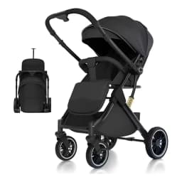 Coche De Paseo Maleta Compacto Reversible Negro Babymine