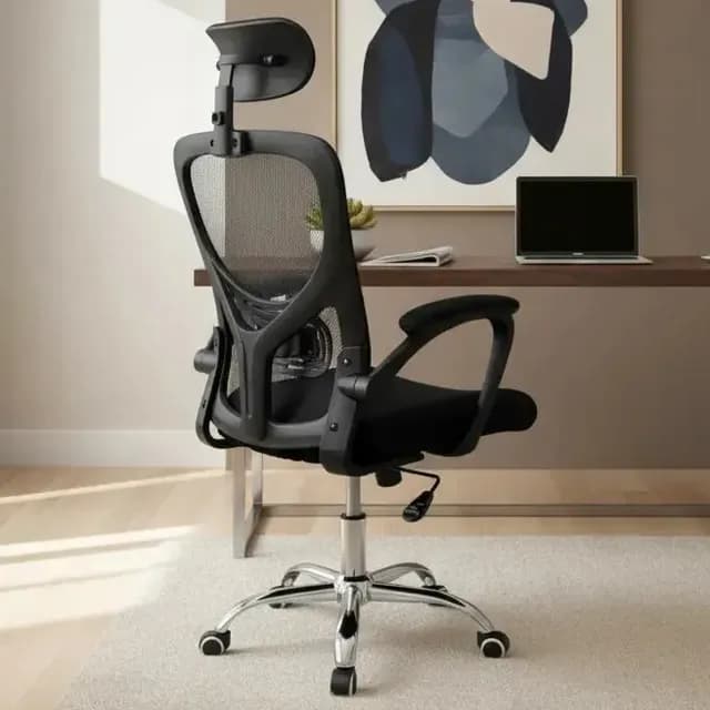 Silla De Oficina Ergonomica, Tapiceria Comoda Con Ruedas Color Negro Material del tapizado Mesh