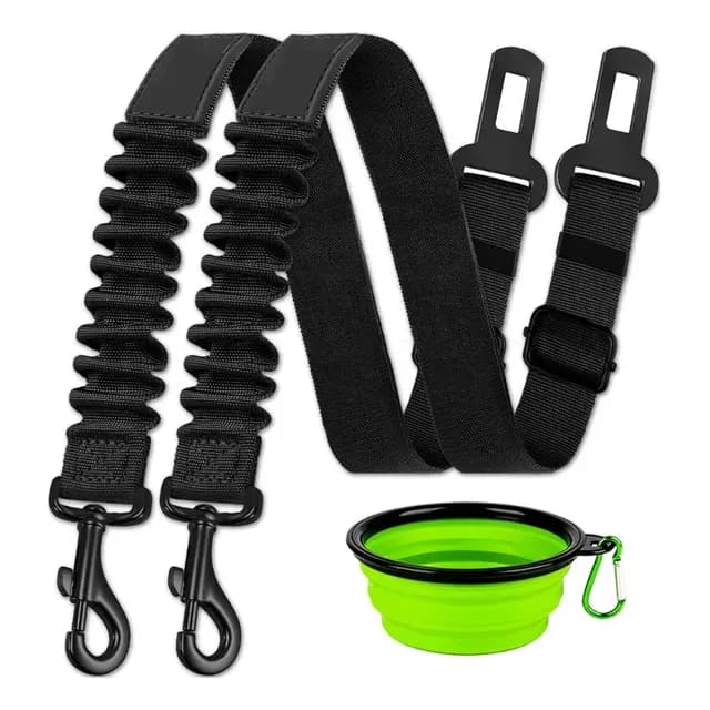 Pack 2 Correa Seguridad Auto Perro Gato Mascota Resorte Bowl