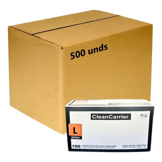 Guantes Nitrilo Negro S/polvo Talla L Cleancarrier 500 Unid
