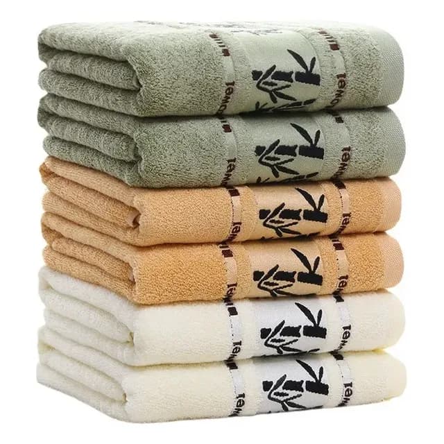 Pack 6 Toalla De Bano Fibra Bambu De Lujo Absorbente Grueso