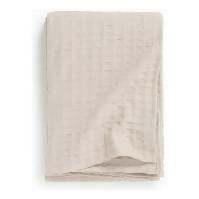 Cubrecama 1 1/2 Plazas Crudo Algodon Calma House Panal 180x260 cm