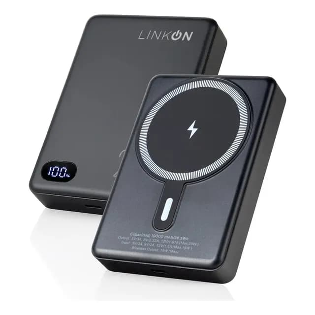 Bateria Externa Cargador para Iphone Portatil Linkon Compatible con Magsafe 10.000Mah Color Black