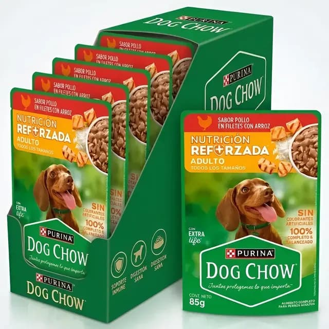 Dog Chow Alimento Humedo Perros Adultos Pollo 15x85g