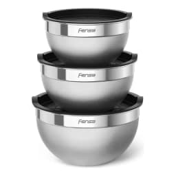 Bowls Acero Inoxidable Fensa 3 Unidades Tapa De Plastico Color Gris