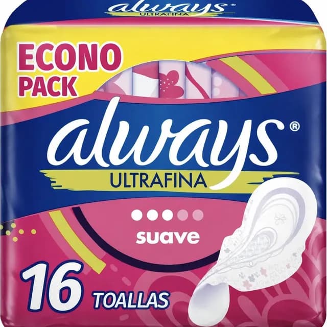 Toallas Higienicas Always Ultrafina Flujo Moderado Suave 16u