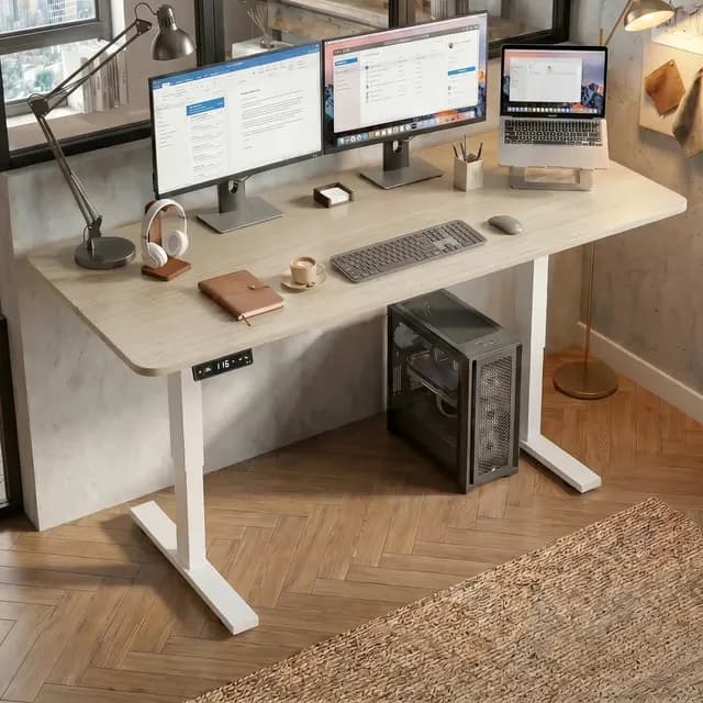 Escritorio Altura Ajustable Electrico 140cm Profesional Color Arce Homer design hrsjz002