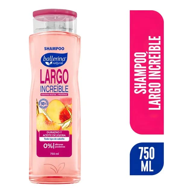 Shampoo Ballerina Largo Increible Durazno Frasco 750 Ml