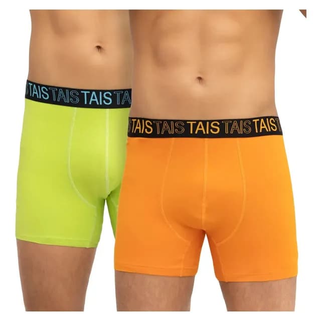 Pack  Boxer Cotton Spandex  Colores Naranjo/verde Limon