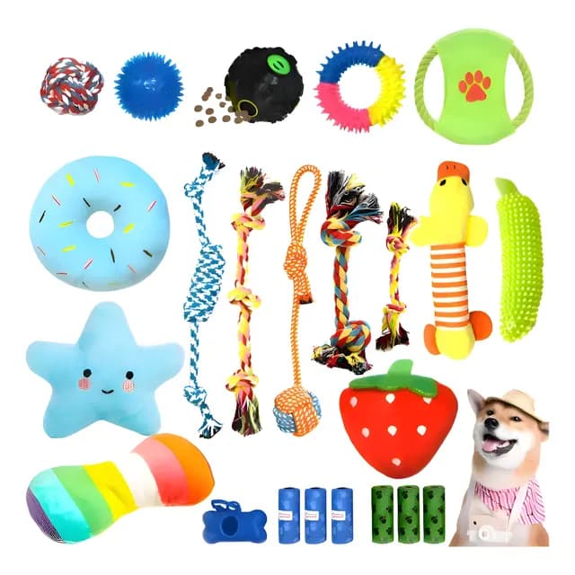 Set 23 Juguetes Para Mascotas, Pelota De Cuerda, Disco Y Mas