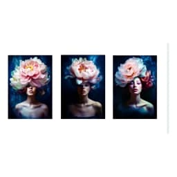 Cuadro Canvas Imagen Arte Femenina En Lienzo Pack X3 Uds 30x