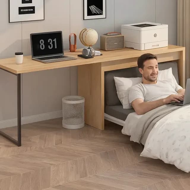 Escritorio Funcional Para Studio Con Cama Plegable 220cm Color Marron