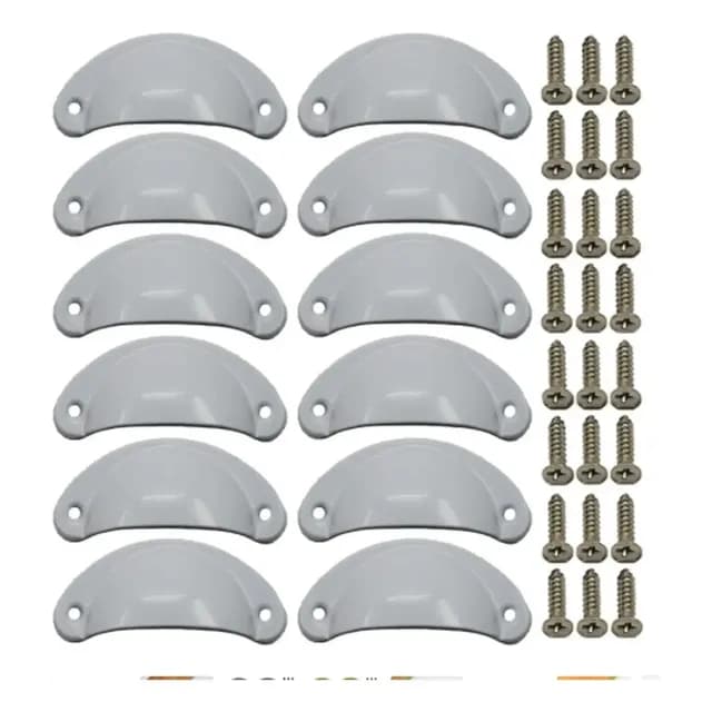 Set 12 Tiradores Para Muebles Cocina Cajon Manilla - Norplat Gris Claro/blanco