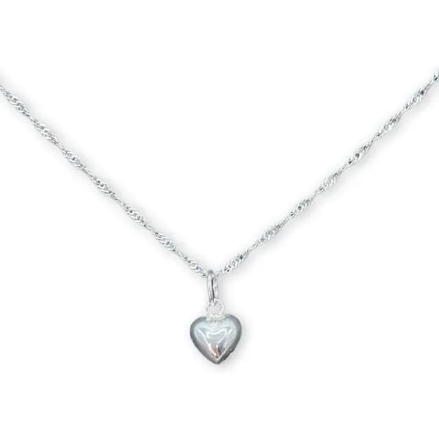 Collar Dije Corazon Delicado Singapur Plata 925 +caja