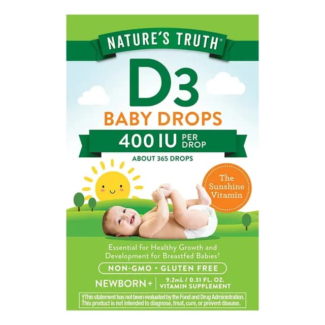 Nature's Truth Vitamina D3 Bebes 400 UI Gotas Sin Sabor 9.2ml