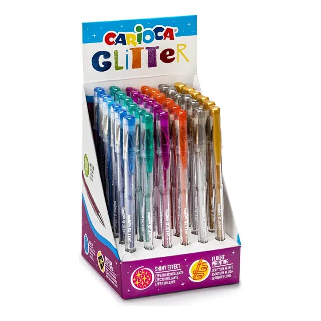 Expositor 36 Boligrafos Gel Con Glitter Carioca