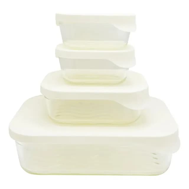 Set De 4 Hermeticos/contenedores De Vidrio Diseno Glass Tray