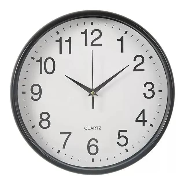 Reloj De Pared Silencioso Grandes Numeros 30cm Sala Cocina Negro