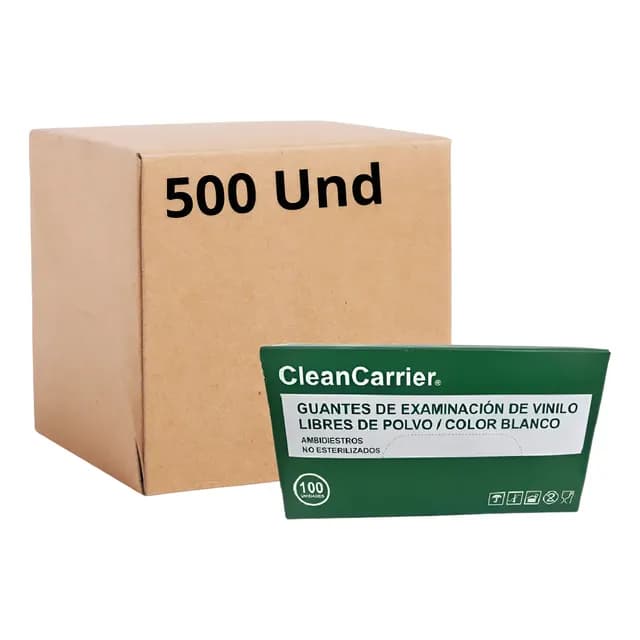 Guantes Vinilo Transparente Talla M Cleancarrier Pack X500
