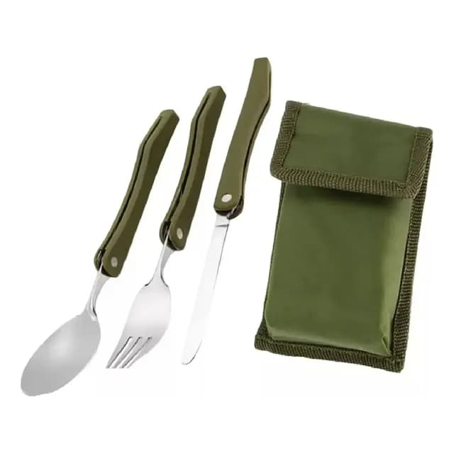 Set Cubiertos Camping Set Servicio Camping 3piezas+estuche