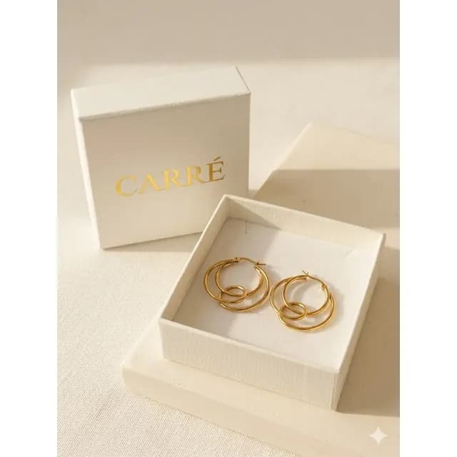 Aro Carre Mujer Argolla Enchapado En Oro 18k Dorado