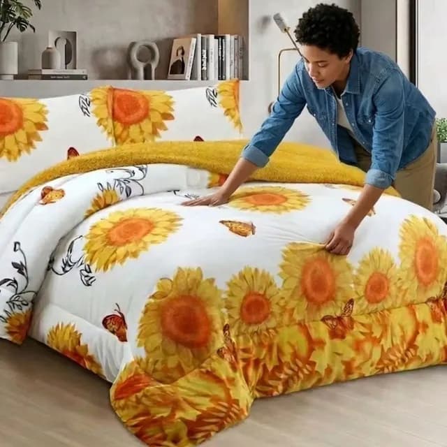 Juego De Cama Cubrecama Con Sherpa Quilting Premium King