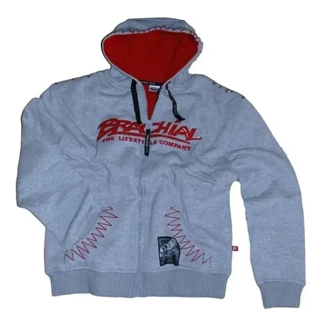 Brachial Poleron Deportivo Gimnasio Crew Zip Hoodie L Grey