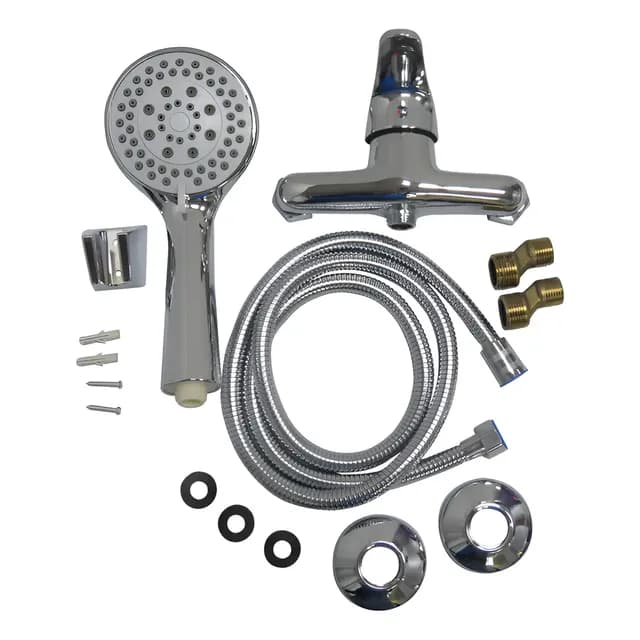 Monomando Cromada Con Ducha Para Bano Kit Instalacion