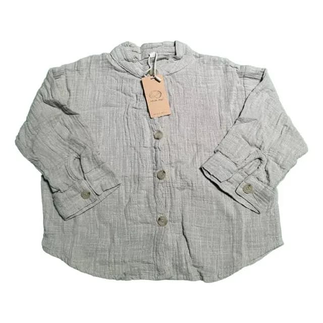 Polera Retro De Algodon Y Lino 90 Cm Gris