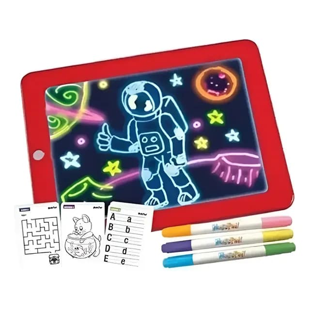 Pizarra Magica Led Dibujo Magico 3d Magic + Plumones Fluor