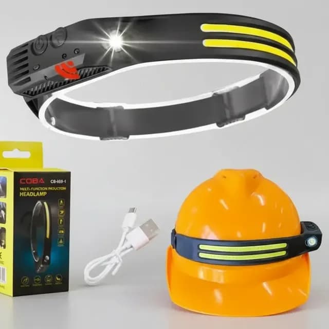 Linterna Frontal 2en1 Para Casco De Minero Con Sensor