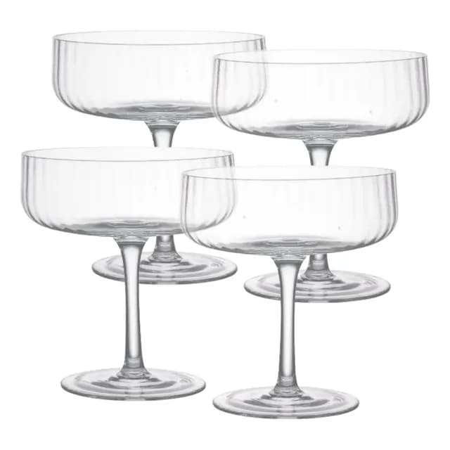 Set 4 Copas Labradas Danny Home Stripe Polar 220ml