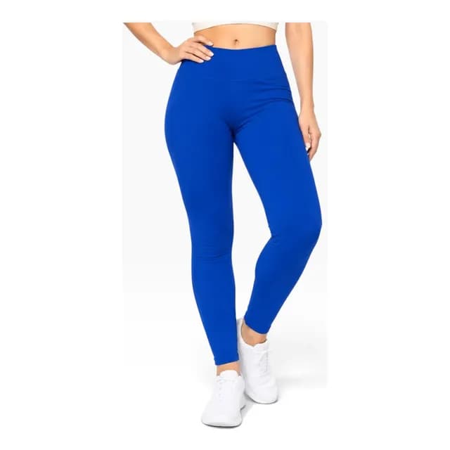 Calza Mujer Lycra Azul Tiro Alto Deportiva Elasticada
