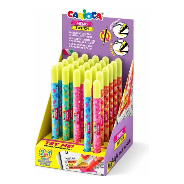Expositor 27 Destacadores Carioca Memo Switch Cambia Color