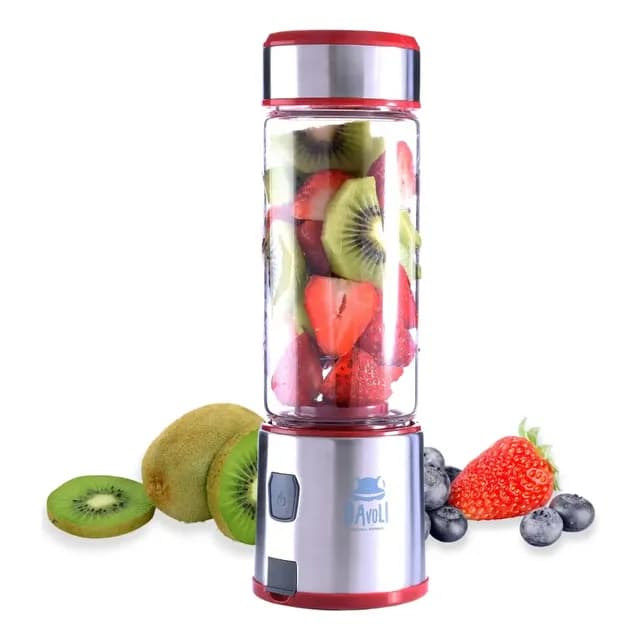 Licuadora Personal Portatil Davoli- Vaso De Vidrio Color Rojo