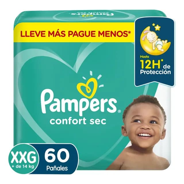Pampers Confort Sec Panales Desechables XXG 60 Unidades