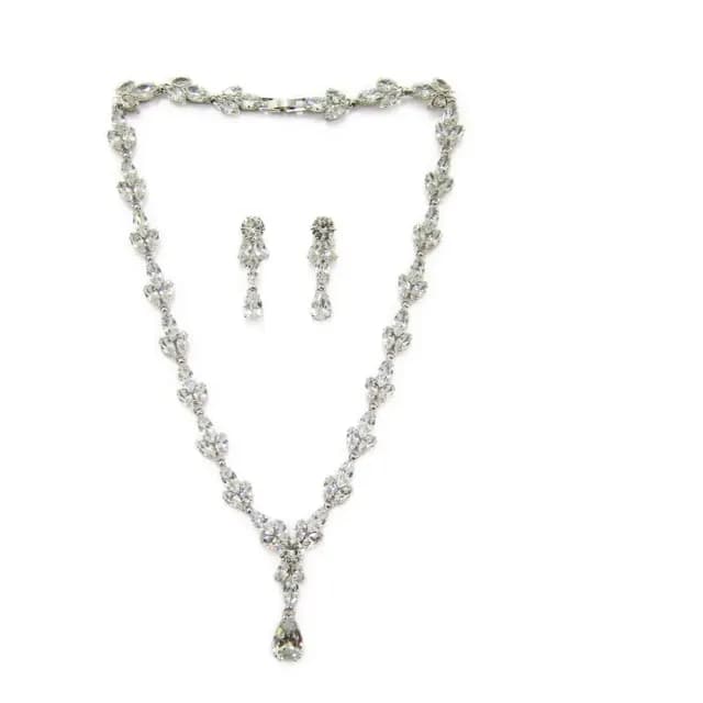 Set De Collar Y Aros Para Cristales Plateado Dama 