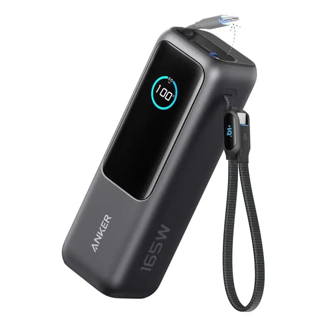 Cargador Portatil Power Bank Anker Laptop, 25000mAh 165W, 3 Puertos USB-C, Pantalla Inteligente, Carga Rapida para Mac, Dell XPS, ThinkPad, iPhone, iPad, Samsung y Mas, para Viajes y Trabajo