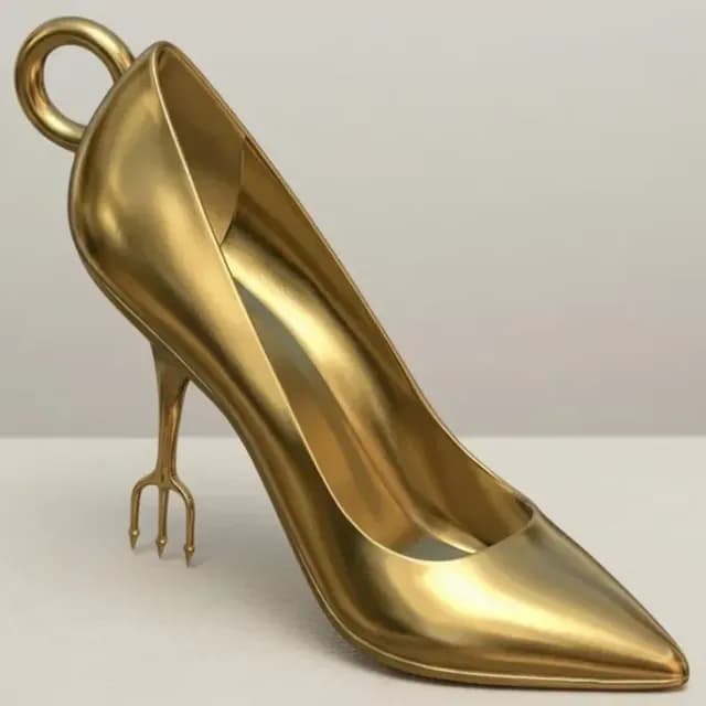 Llavero Zapato Dorado El Diablo Viste A La Moda