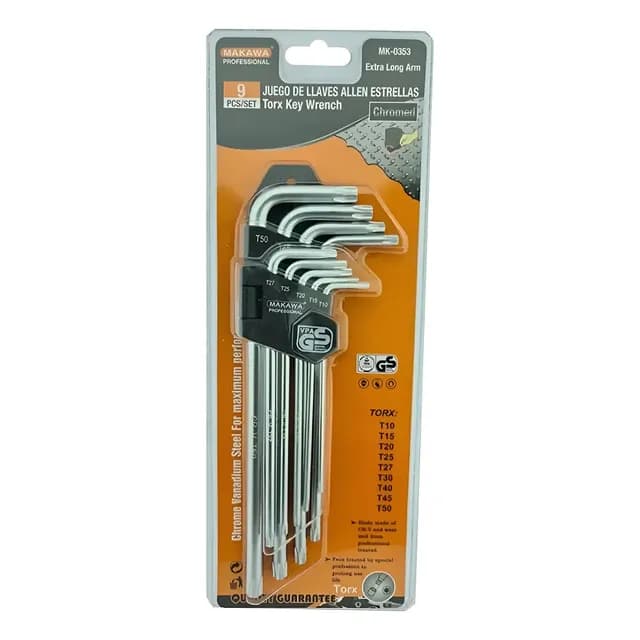 Kit Set Juego De Llaves Allen Punta Estrella 9 Piezas Makawa