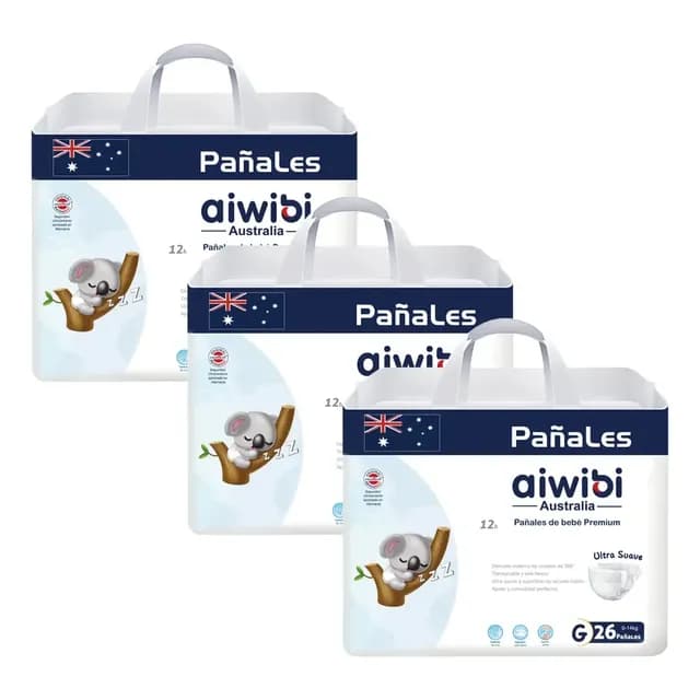 Pack 3 Paquetes Panales Aiwibi Bebe Premium Talla G - 78unds