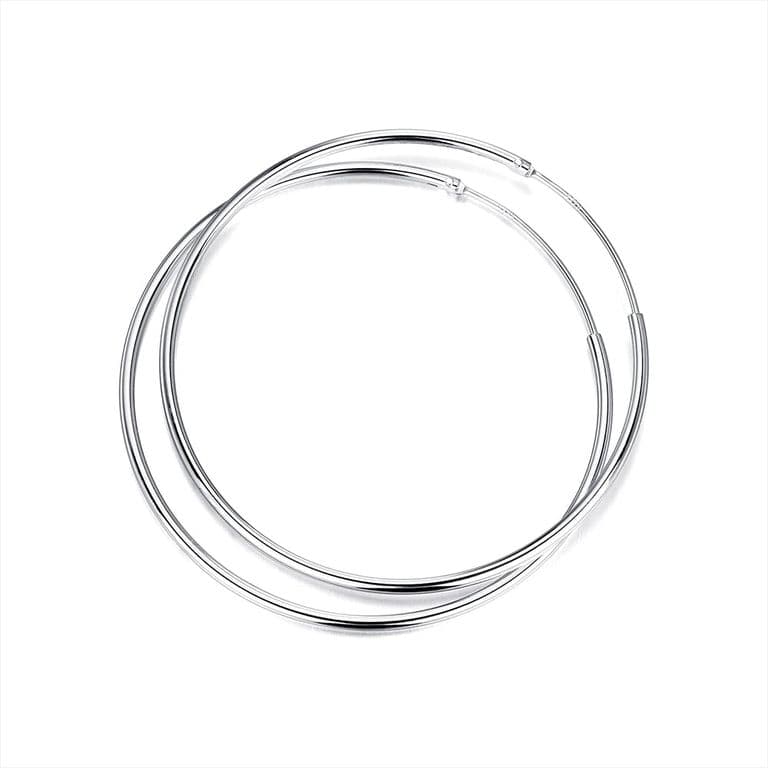 Aros De Plata 925 Argollas 40 Mm Plateado TALLA UNICA