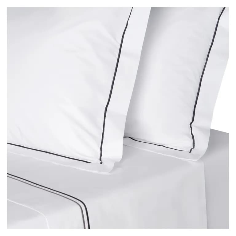 Juego sabanas King Premium 300H 100 alg doble feston aceroplata