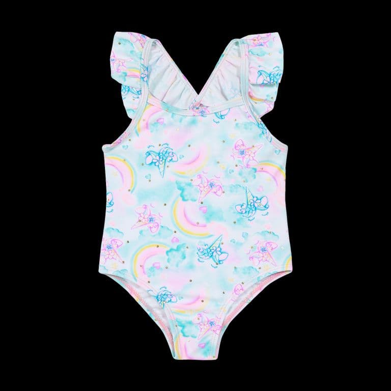 Bebe Nina Traje de Bano UV+30 Vuelos Folia Blanco Blanco 9-12 MESES